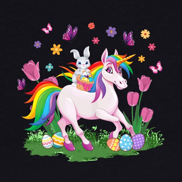 Egg Basket Rabbit Riding Unicorn Happy Easter Day Outfit by webster